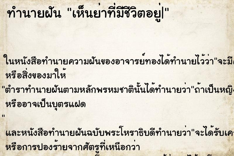 ทำนายฝันเห็นย่าที่มีชีวิตอยู่| ทำนายฝันทำนายฝันเห็นย่าที่มีชีวิตอยู่|